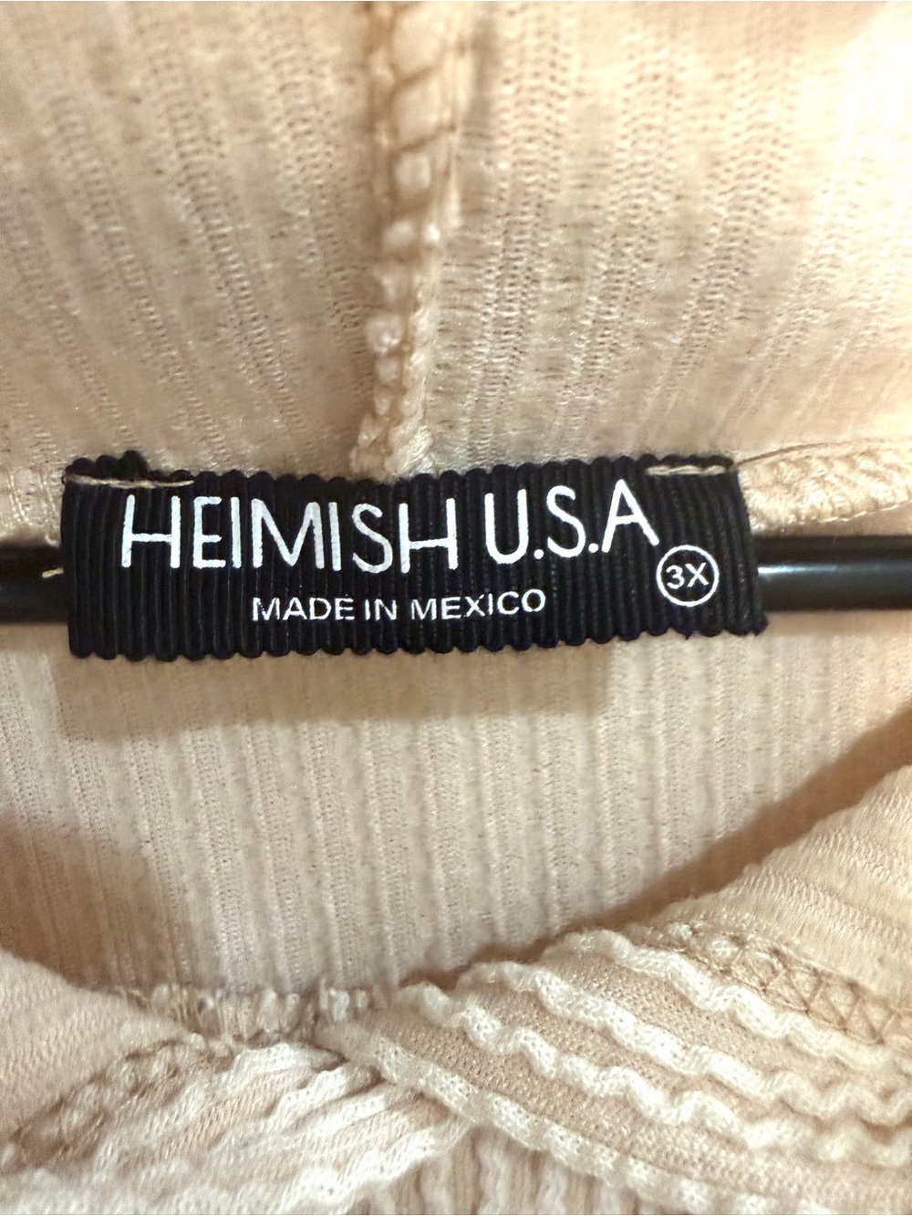 NWOT Heimish beige exposed seam Waffle Knit Hoodie Sz 3X - Picture 3 of 6